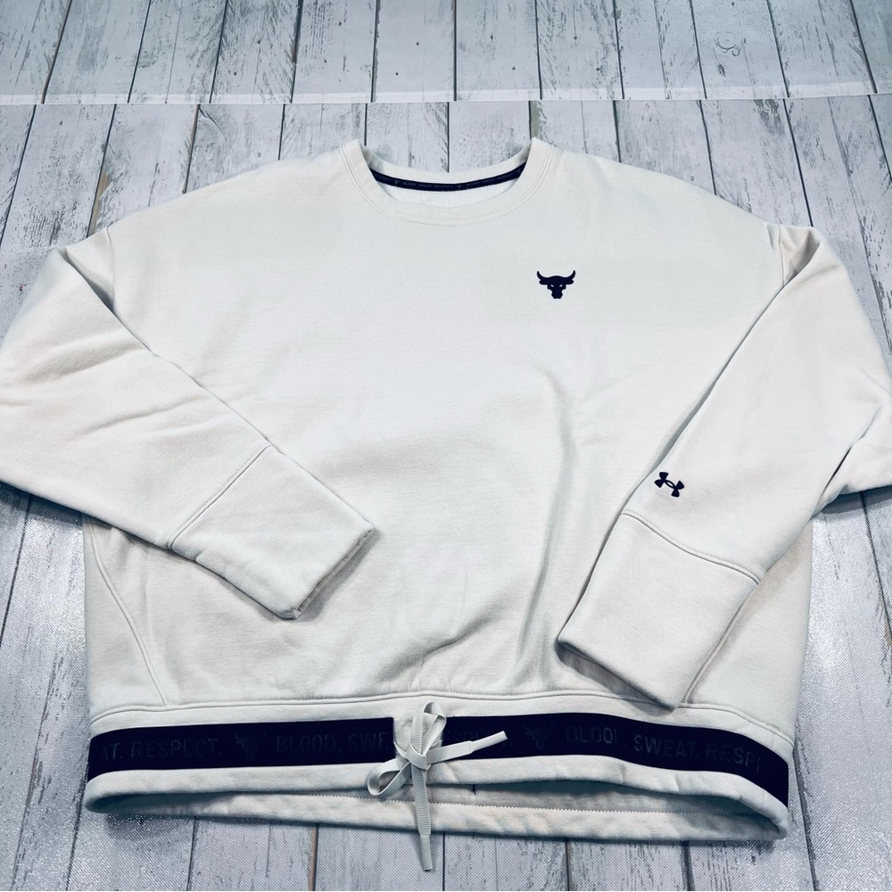 Under Armour Women's Project Rock Charged Cotton Fleece Crew Sz XL